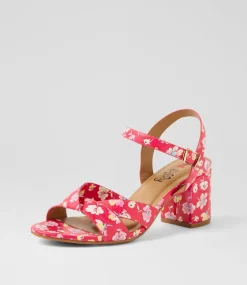 Women I LOVE BILLY Heels|Sandals-Kora2 Fuchsia Floral Sandals