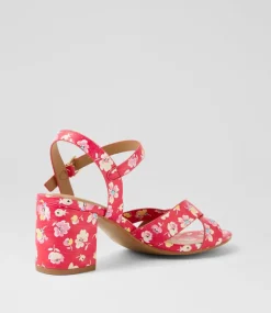 Women I LOVE BILLY Heels|Sandals-Kora2 Fuchsia Floral Sandals