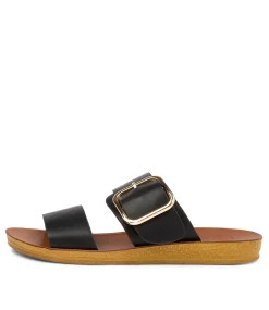 Women I LOVE BILLY Flats|Sandals-KORIEMUS BLACK SMOOTH