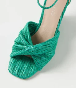 Women TOP END Espadrilles|Wedges-Kotio Emerald Synthetic Raffia Espadrilles