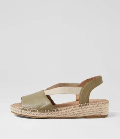 Women SUPERSOFT Comfort|Flats-Krissie Khaki Leather Sandals