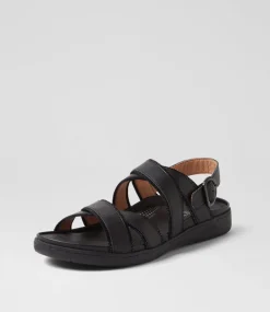 Women SUPERSOFT Comfort|Flats-Kristiie Black Dot Black Leather Suede Sandals
