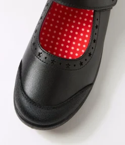 COLORADO Junior School Shoes-Kylie Junior E Hello Kitty Black Leather Shoes