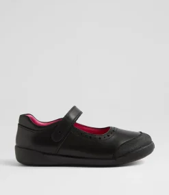 COLORADO Junior School Shoes-Kylie Junior E Hello Kitty Black Leather Shoes