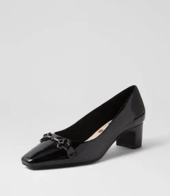 Women SUPERSOFT Comfort|Heels-Kystale Black Patent Leather Heels