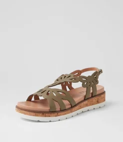 Women SUPERSOFT Comfort|Flats-Laciest Khaki Leather Sandals