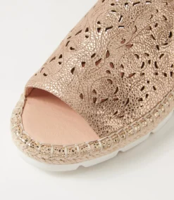 Women DIANA FERRARI Espadrilles|Flats-Lalina Champagne Speckle White Leather Sandals