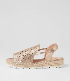 Women DIANA FERRARI Espadrilles|Flats-Lalina Champagne Speckle White Leather Sandals