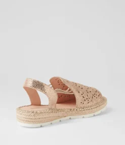 Women DIANA FERRARI Espadrilles|Flats-Lalina Champagne Speckle White Leather Sandals
