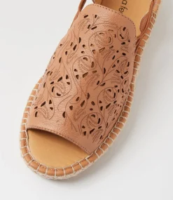 Women DIANA FERRARI Espadrilles|Flats-Lalina Dark Tan Leather Sandals