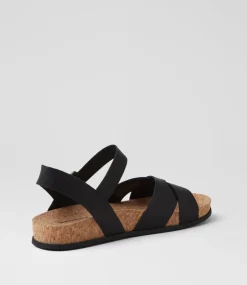 Women DIANA FERRARI Flats|Sandals-Lanse Black Leather Sandals