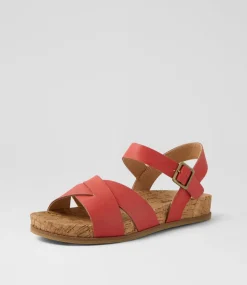 Women DIANA FERRARI Flats|Sandals-Lanse Cherry Leather Sandals