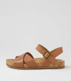 Women DIANA FERRARI Flats|Sandals-Lanse Peanut Leather Sandals