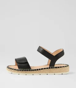 Women DIANA FERRARI Flats|Sandals-Lareen Black White Leather Sandals