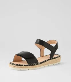 Women DIANA FERRARI Flats|Sandals-Lareen Black White Leather Sandals