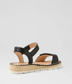 Women DIANA FERRARI Flats|Sandals-Lareen Black White Leather Sandals