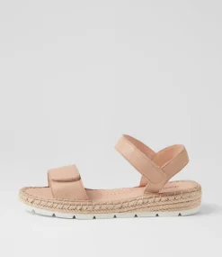 Women DIANA FERRARI Flats|Sandals-Lareen Dark Nude White Leather Sandals