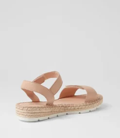 Women DIANA FERRARI Flats|Sandals-Lareen Dark Nude White Leather Sandals