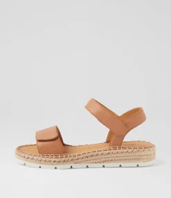 Women DIANA FERRARI Flats|Sandals-Lareen Dark Tan White Leather Sandals