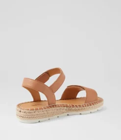 Women DIANA FERRARI Flats|Sandals-Lareen Dark Tan White Leather Sandals