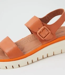Women DIANA FERRARI Flats|Sandals-Larmeen Orange Leather Sandals