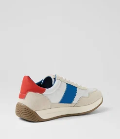 COLORADO Sneakers|Casuals-Larny White Blue Red Suede Nylon Sneakers