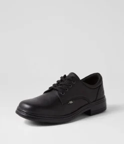 ROC Junior School Shoes-Larrikin Junior Black Leather Lace Up Shoes