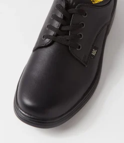 ROC Junior School Shoes-Larrikin Junior Black Leather Lace Up Shoes