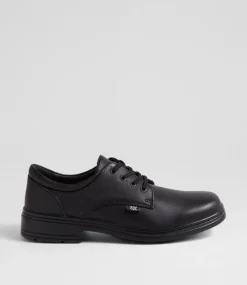ROC Junior School Shoes-Larrikin Junior Black Leather Lace Up Shoes