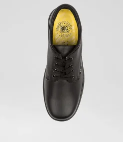 ROC Senior School Shoes-Larrikin Senior Black Leather Lace Up Shoes