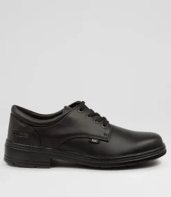 ROC Senior School Shoes-Larrikin Senior Black Leather Lace Up Shoes