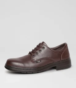 ROC Senior School Shoes-Larrikin Senior Brown Leather Lace Up Shoes