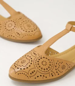 Women DIANA FERRARI Flats-Larvey Dark Tan Leather Flat Shoes