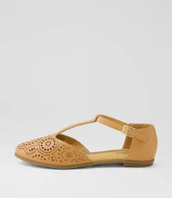 Women DIANA FERRARI Flats-Larvey Dark Tan Leather Flat Shoes