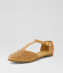 Women DIANA FERRARI Flats-Larvey Dark Tan Leather Flat Shoes