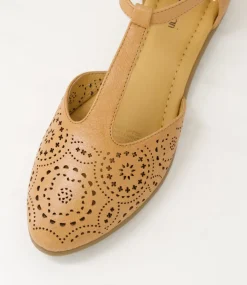 Women DIANA FERRARI Flats-Larvey Dark Tan Leather Flat Shoes