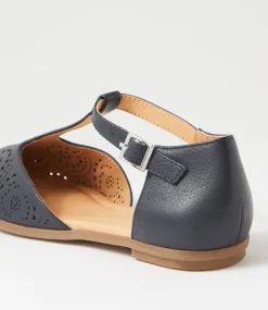 Women DIANA FERRARI Flats-Larvey Navy Leather Flat Shoes