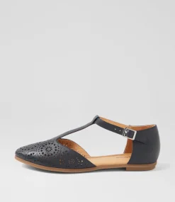 Women DIANA FERRARI Flats-Larvey Navy Leather Flat Shoes