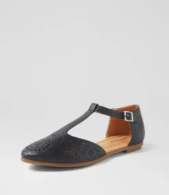 Women DIANA FERRARI Flats-Larvey Navy Leather Flat Shoes
