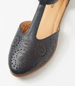 Women DIANA FERRARI Flats-Larvey Navy Leather Flat Shoes