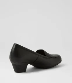 Women SUPERSOFT Heels|Flats-Lasha Black Leather Heels