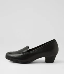 Women SUPERSOFT Heels|Flats-Lasha Black Leather Heels