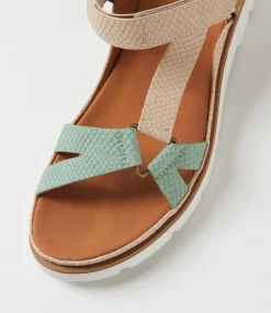 Women I LOVE BILLY Flats|Sandals-Lashez Pistachio Sand Reptile Sandals