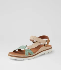 Women I LOVE BILLY Flats|Sandals-Lashez Pistachio Sand Reptile Sandals