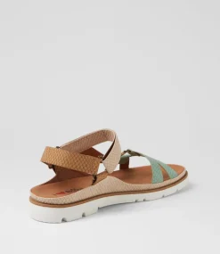 Women I LOVE BILLY Flats|Sandals-Lashez Pistachio Sand Reptile Sandals