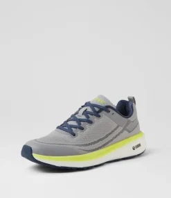 COLORADO Sport School Shoes|Senior School Shoes-Lasser Snr B Grey Navy Knit Sneakers
