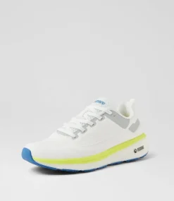 COLORADO Sport School Shoes|Senior School Shoes-Lasser Snr G White Blue Knit Sneakers