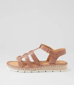 Women DIANA FERRARI Flats|Sandals-Latrobe Coffee Leather Sandals