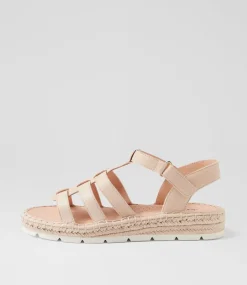 Women DIANA FERRARI Flats|Sandals-Latrobe Nougat Leather Sandals