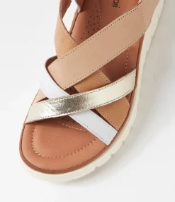 Women DIANA FERRARI Flats|Sandals-Launie Latte Leather Sandals